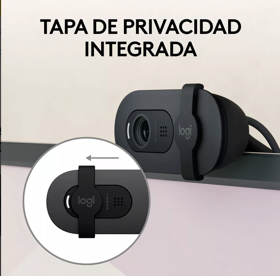 Cámara Web Full Hd 1080p Logitech Brio 100 Grafito Color Gris oscuro