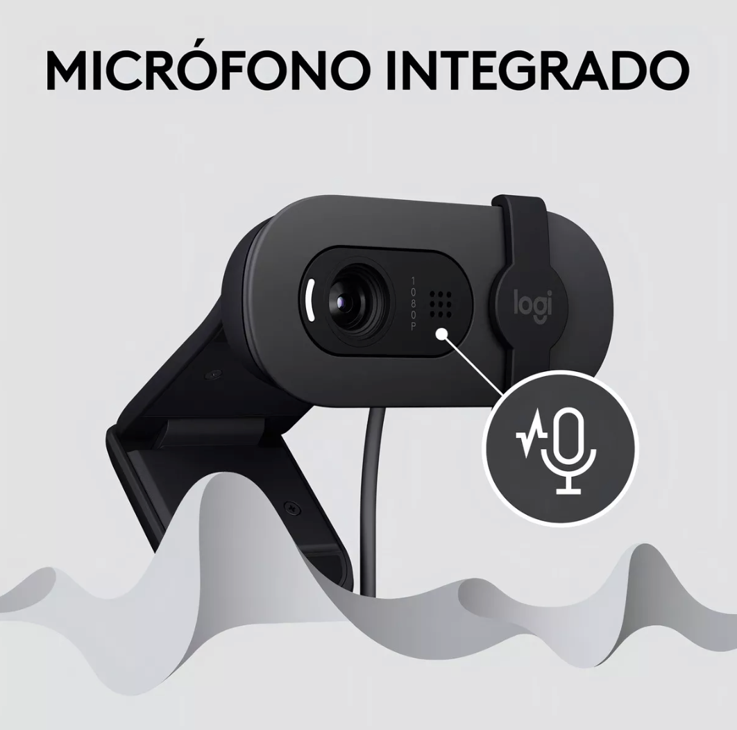 Cámara Web Full Hd 1080p Logitech Brio 100 Grafito Color Gris oscuro