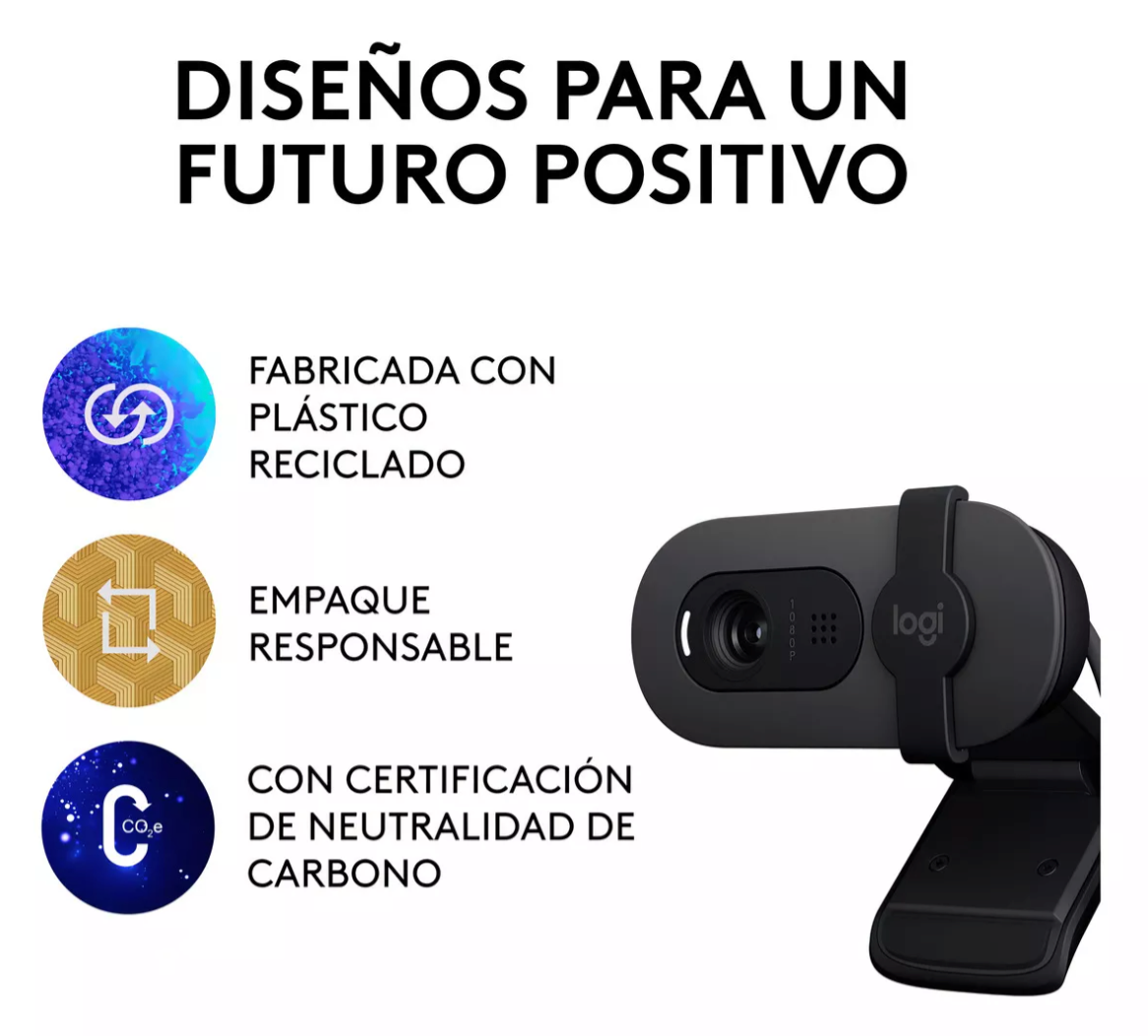 Cámara Web Full Hd 1080p Logitech Brio 100 Grafito Color Gris oscuro