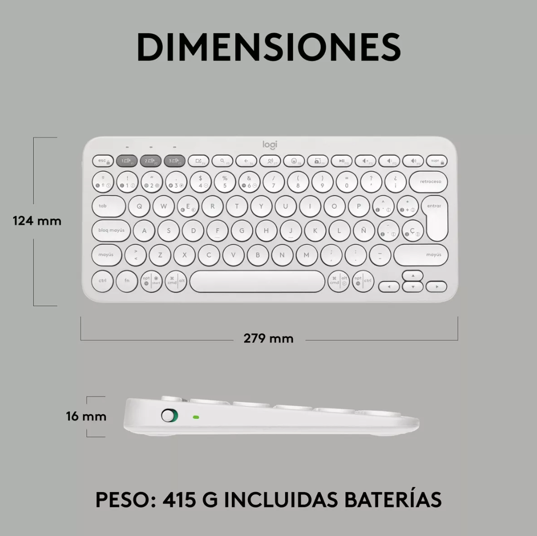 Teclado Logitech Pebble 2 K380 Blanco Español Idioma Español Latinoamérica