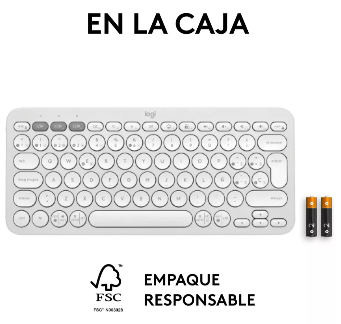 Teclado Logitech Pebble 2 K380 Blanco Español Idioma Español Latinoamérica