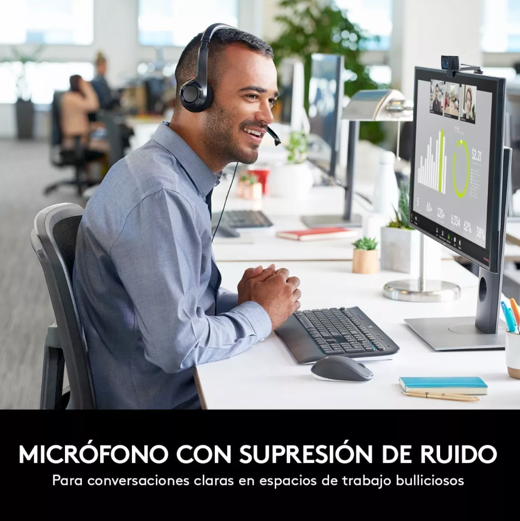 Audifono Con Microfono Usb Logitech H390 Color Negro