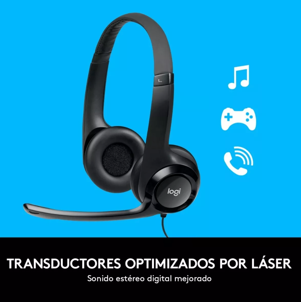 Audifono Con Microfono Usb Logitech H390 Color Negro