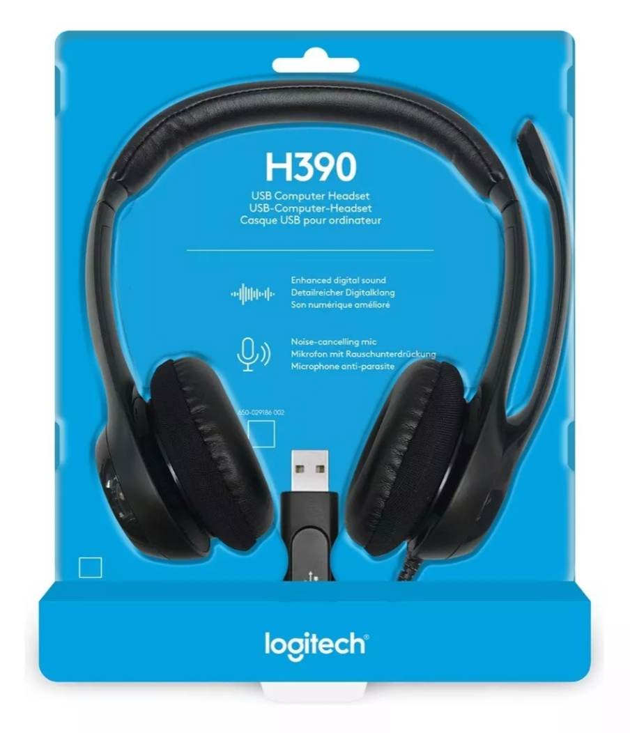 Audifono Con Microfono Usb Logitech H390 Color Negro