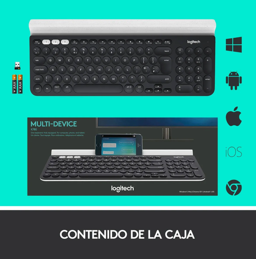 Teclado Bluetooth Multi-device Logitech K780 Color del teclado Negro Idioma Español Latinoamérica