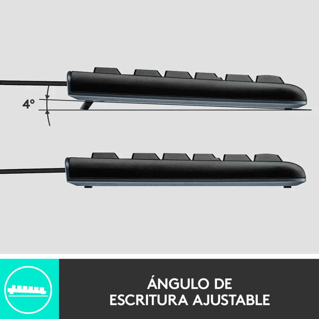 Kit de teclado y mouse Logitech MK120 Español Latinoamérica de color negro