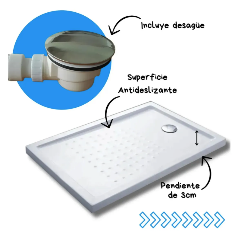 Receptáculo Ducha Xl 140x70 Acrilico Blanco Reforzado Taumm Blanco