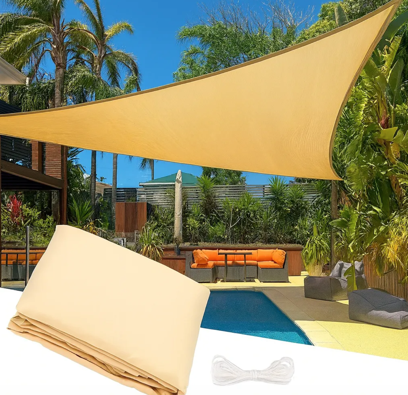 Toldo Vela Triangular Eoland 5x5x5 Sombreadora Triangular Protector Uv Jardin Terraza Malla Raschel