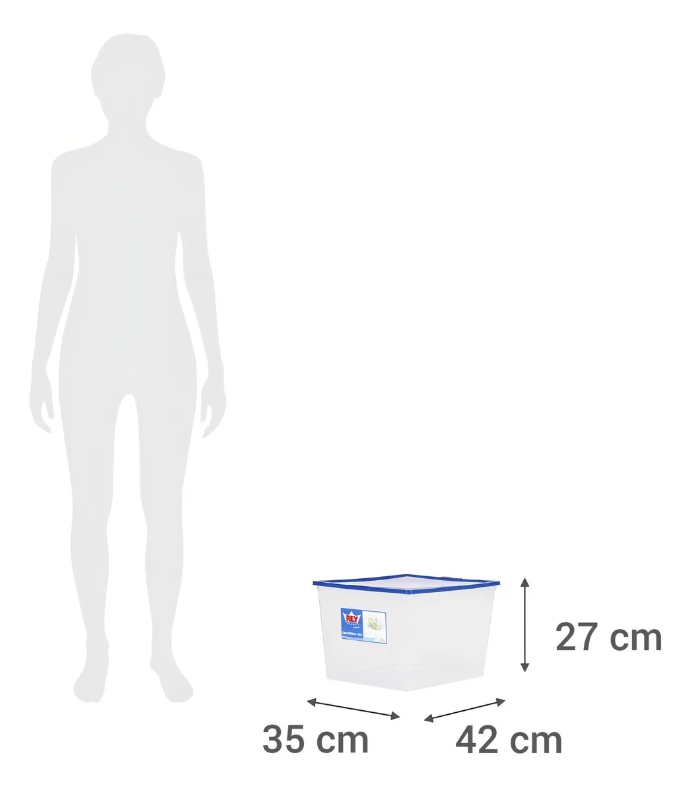 Caja Organizadora Multiusos Almacenamiento Modubox 30 Lts Color Transparente Tapa Azul