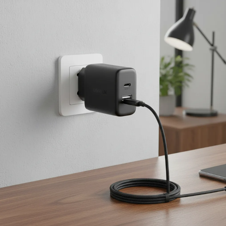 Cargador Fast Charger 20w 2 Puertos Usb-c+a Negro Ugreen Negro