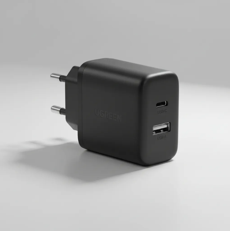 Cargador Fast Charger 20w 2 Puertos Usb-c+a Negro Ugreen Negro