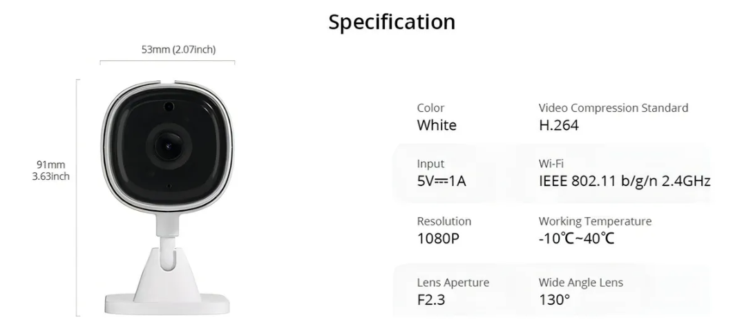 Cámara De Seguridad Wifi 1080p Hd Sonoff S-cam Color Blanco
