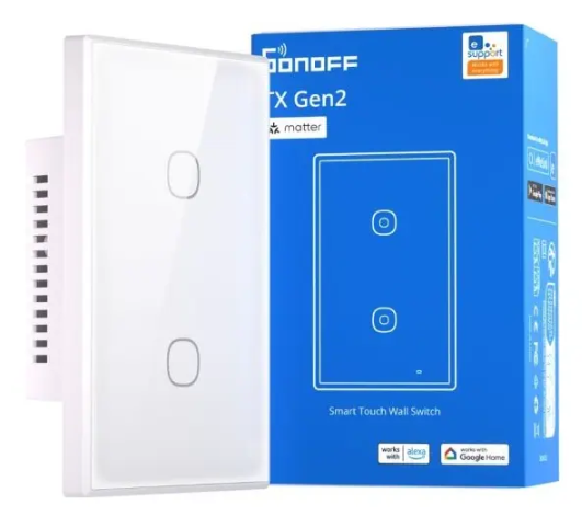 Interruptor Wifi Touch Sonoff Txgen2 De 2 Canales Con Matter