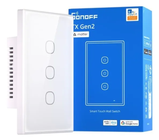 Interruptor Wifi Touch Sonoff Txgen2 De 3 Canales Con Matter