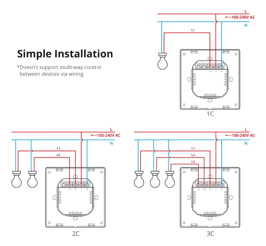 Interruptor Wifi De Pared Sonoff Switchman M5 3c Matter