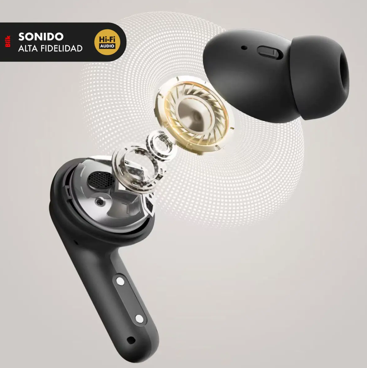 Audifonos Bluetooth Blik Air1000 Cancelación De Ruido 25 Hrs Negro