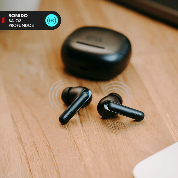 Audifonos Bluetooth Blik Air1000 Cancelación De Ruido 25 Hrs Negro