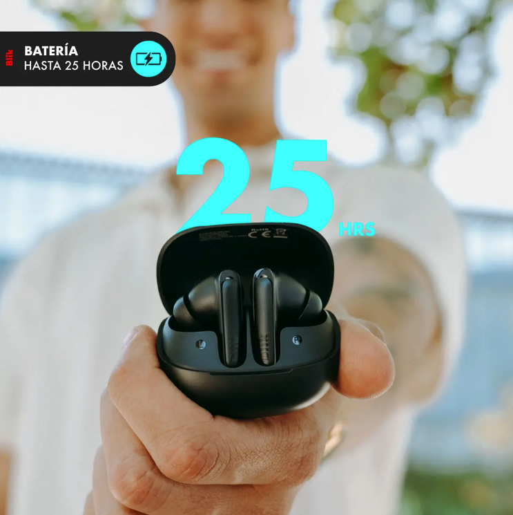Audifonos Bluetooth Blik Air1000 Cancelación De Ruido 25 Hrs Negro