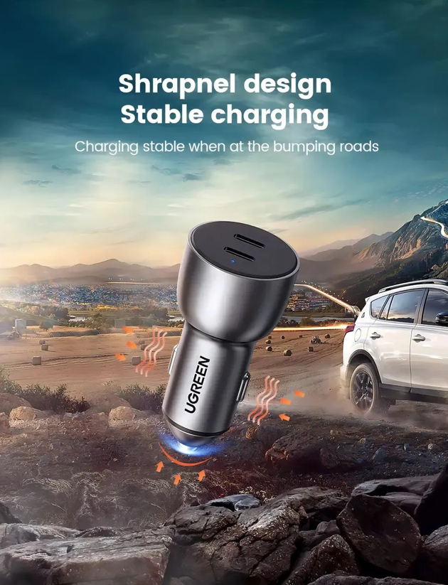 Cargador Auto Usb C Con 2 Puertos Pd3.0 De Carga Rápida 40w