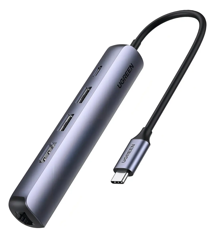 Ugreen Adaptador 5 En 1 Tipo C+ Ethernet Hdmi Hub Usb 3.0 Pd