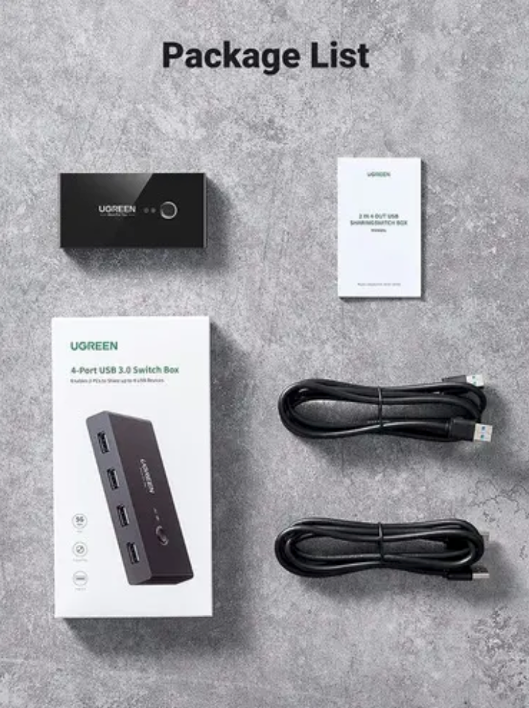 Usb Hub Switch 3.0 4 Puertos 2 Entradas Y 4 Salidas