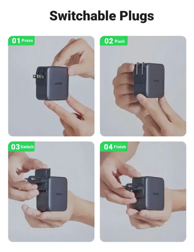 Cargador De Pared Ugreen 90409 65w Usb + Usb-c X 2