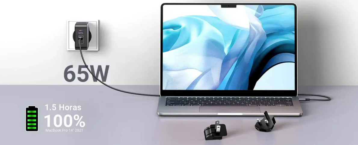 Cargador De Pared Ugreen 90409 65w Usb + Usb-c X 2