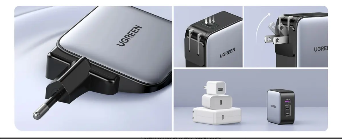 Cargador De Pared Ugreen 90409 65w Usb + Usb-c X 2