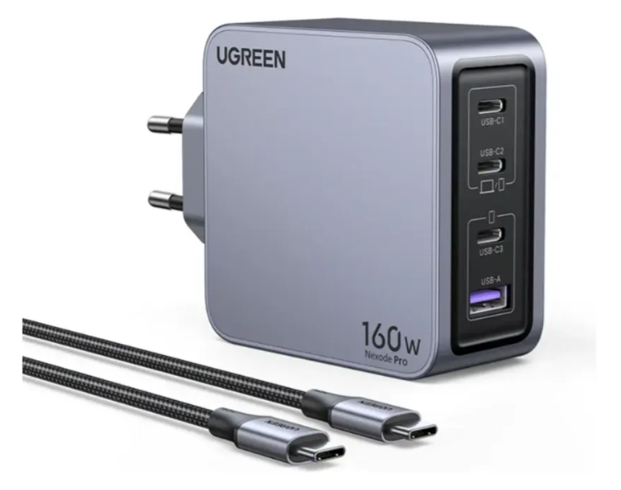 Cargador Gan Tech Fast Slim 160w 2 Usb-c / Usb-a + Cable Usb