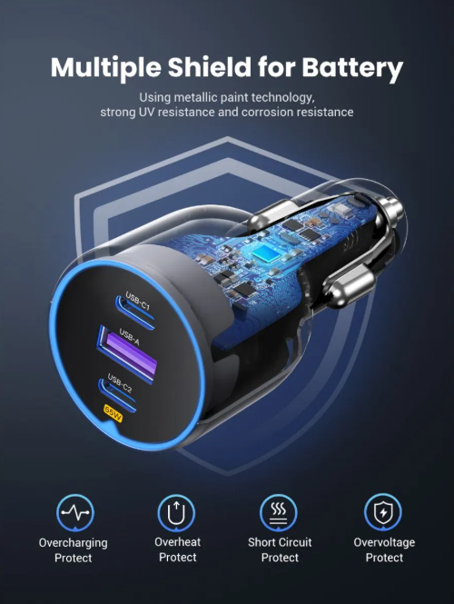 Cargador de coche Ugreen Usb C/a Pd 75w negro
