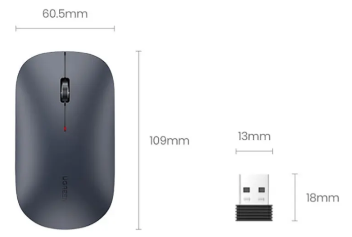 Ratón inalámbrico Ugreen Slim, 2,4 g, 4000 Dpi, negro