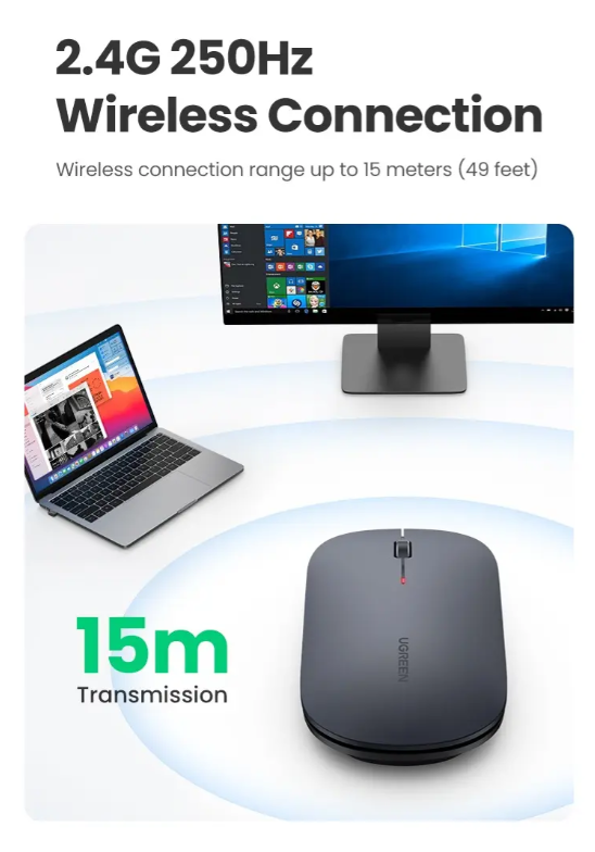 Ugreen Mouse Inalámbrico Ultradelgado Gris