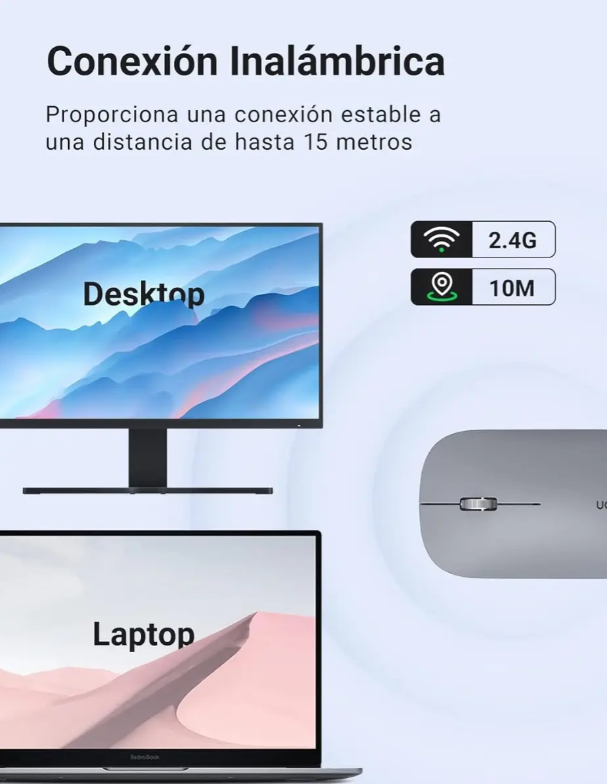 Ugreen Mouse Inalámbrico Ultradelgado Gris