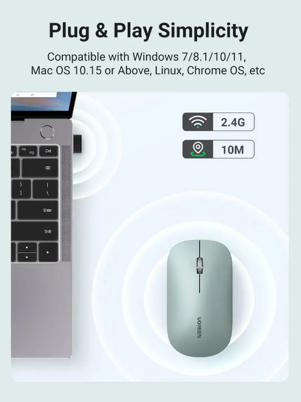 Ugreen Mouse Inalámbrico Ultradelgado Verde