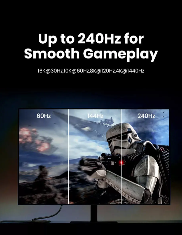 Cable Display Port 2.1 Premium 16k 240hz Hdr Gsync 1m Ugreen