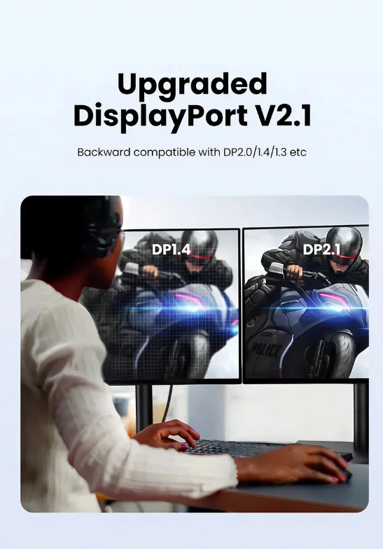 Cable Displayport 2.1 Certificado Ugreen 16k, 8k, 80gbps Gamer 3 Metros