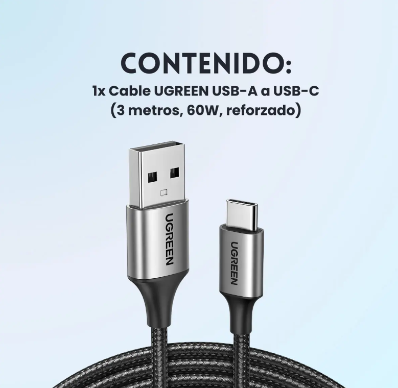 Cable Usb Tipo C Carga Rapida 3a Cable De Datos 3mts Ugreen