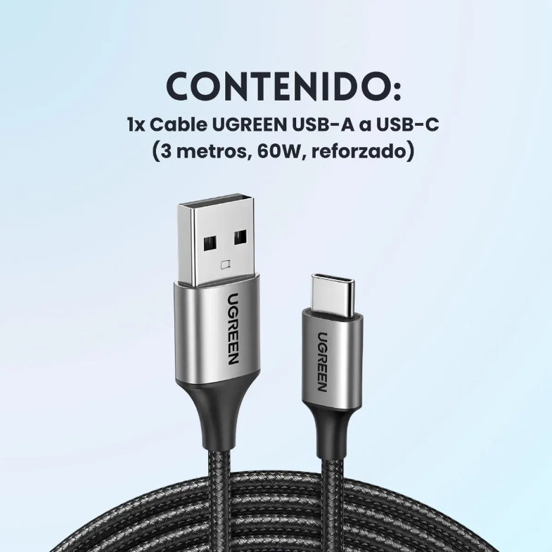 Cable Usb Tipo C Carga Rapida 3a Cable De Datos 3mts Ugreen