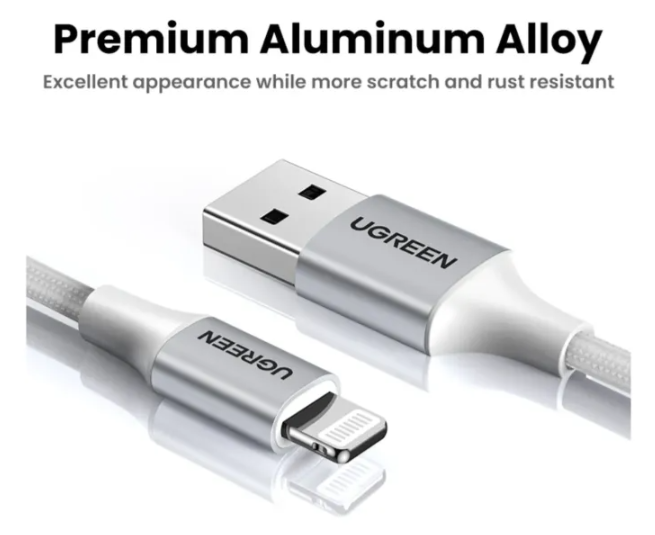 Cable De Datos Usb 2.0 A Lightning De Ugreen, Certificado Mf