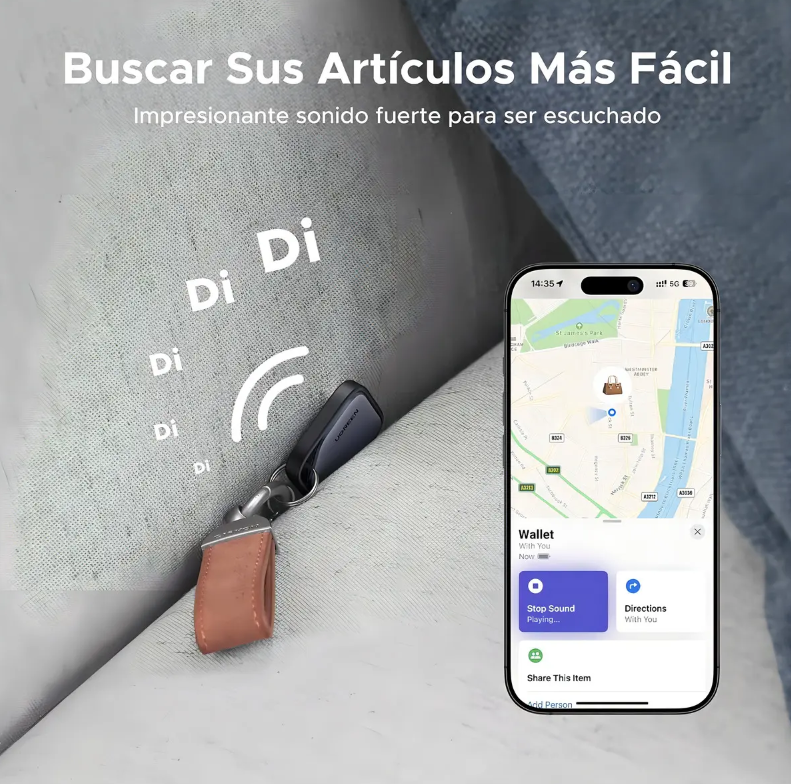 Ugreen Finetrack Localizador Apple Find My 2 Años Negro