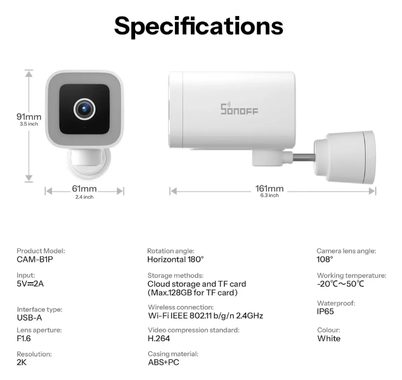 Cámara De Seguridad Wifi Para Exteriores - Sonoff Cam-b1p