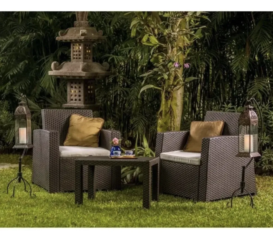 Set Ratan Balcon O Terraza Incluye Cojines