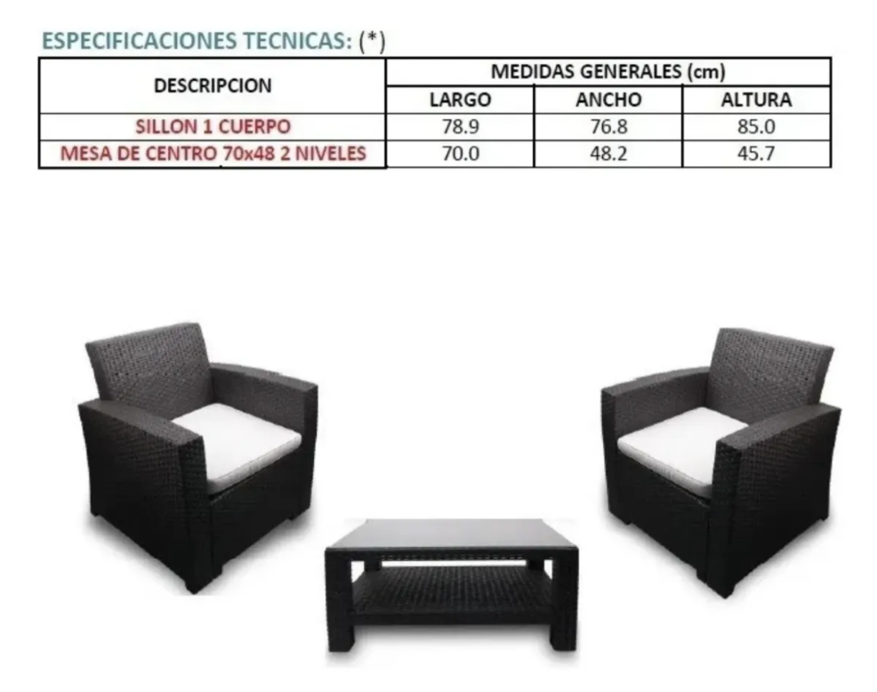 Set Ratan Balcon O Terraza Incluye Cojines