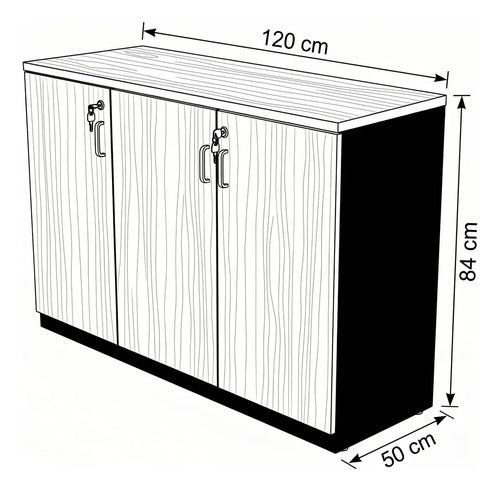 Archivador Estante Oficina 85x120x50 Cm 3 Cajones Peral - imagen 3