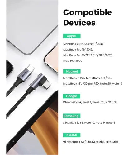 UGREEN Cable USB-c 2.0 a USB-c 2.0 1m Color Negro Gray - imagen 3