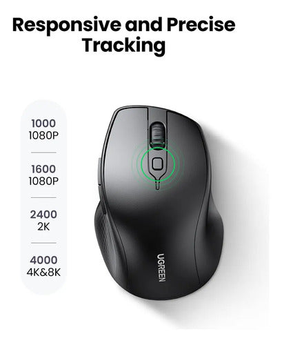 Mouse Inalámbrico Ergonómico Doble Conexión 2.4ghz+bt Negro UGREEN Mu101 - imagen 5