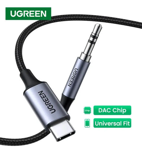 Cable Adaptador Plug 3.5mm/usb-c +chip M/m 1m Negro Ugreen C Negro