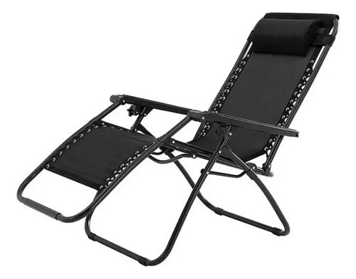 Silla Plegable Reposera Portatil Camping Color Negro