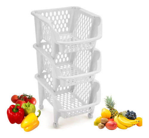 Carro Reyplast Verdulero Frutero 3 Niveles Color Blanco
