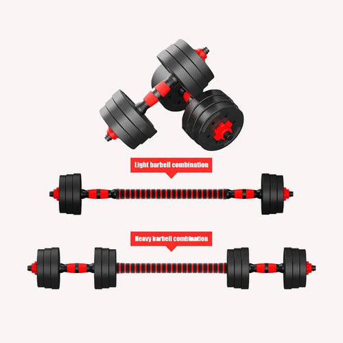 Set 2 De Mancuernas Ajustable De 15kg Con Unión Extensor Color Rojo